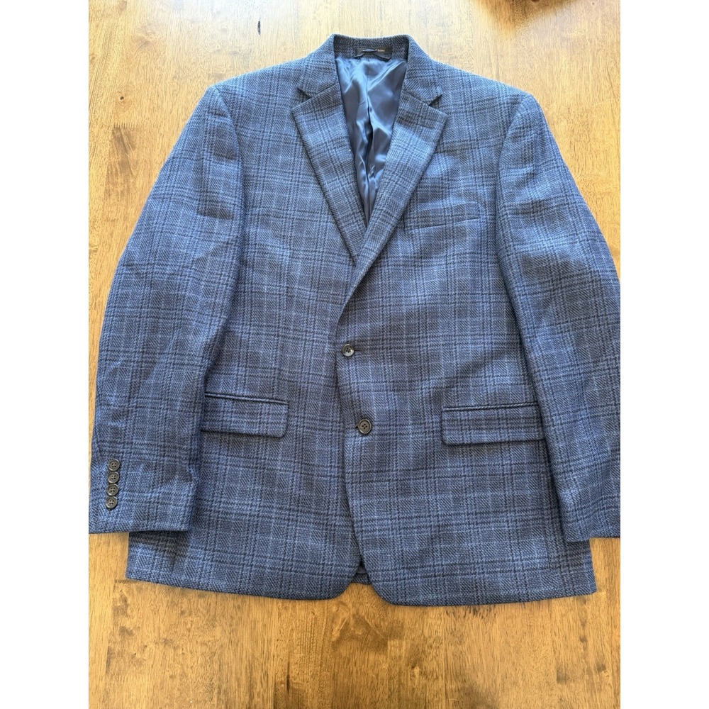 Lauren Ralph Lauren Sport Coat Mens 44R Blue Glen Plaid Wool Blend Blazer Jacket